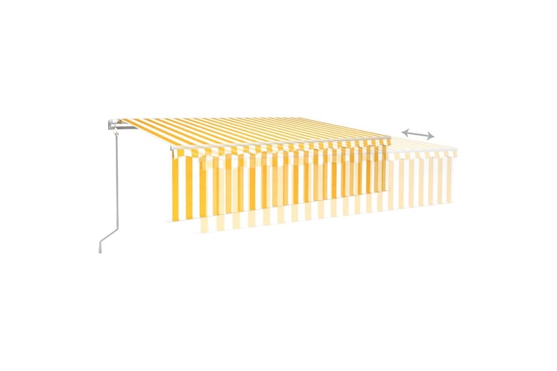 Automatisk markis med rullgardin vindsensor LED 6x3 m gul/vi - Gul - Utemöbler - Solskydd - Markiser - Fönstermarkis