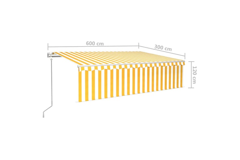 Automatisk markis med rullgardin vindsensor LED 6x3 m gul/vi - Gul - Fönstermarkis - Markiser - Solskydd fönster