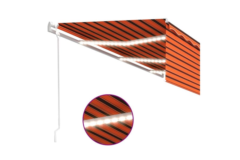 Automatisk markis med rullgardin vindsensor LED 6x3 m orange - Orange - Fönstermarkis - Markiser