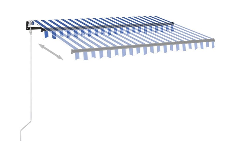 Automatisk markis med vindsensor & LED 300x250 cm blå och vi - Blå - Balkongmarkis - Markiser - Terrassmarkis