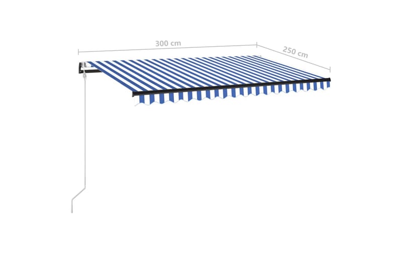 Automatisk markis med vindsensor & LED 300x250 cm blå och vi - Blå - Balkongmarkis - Markiser - Terrassmarkis