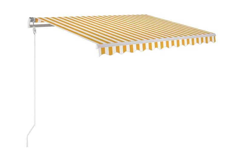 Automatisk markis med vindsensor & LED 300x250 cm gul/vit - Gul - Terrassmarkis - Markiser - Balkongmarkis
