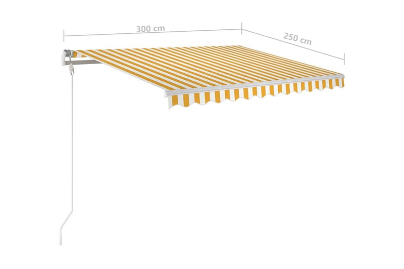 Automatisk markis med vindsensor & LED 300x250 cm gul/vit - Gul - Utemöbler - Solskydd - Markiser - Balkongmarkis