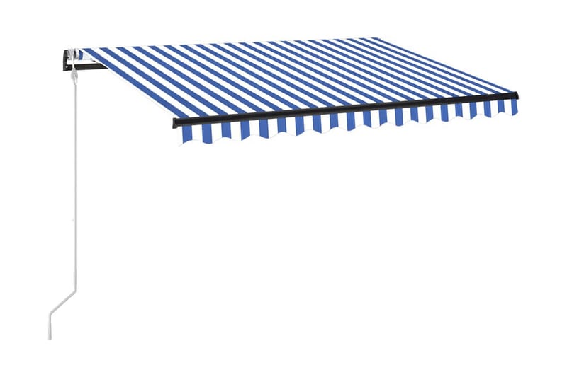 Automatisk markis med vindsensor & LED 350x250 cm blå och vi - Blå - Utemöbler - Solskydd - Markiser - Balkongmarkis