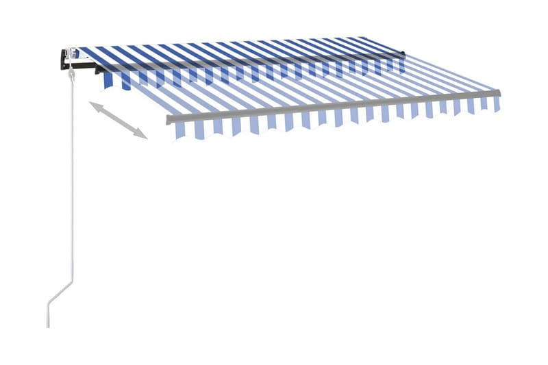 Automatisk markis med vindsensor & LED 350x250 cm blå och vi - Blå - Utemöbler - Solskydd - Markiser - Balkongmarkis