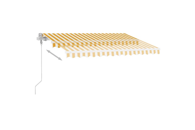 Automatisk markis med vindsensor & LED 350x250 cm gul/vit - Gul - Balkongmarkis - Markiser - Terrassmarkis