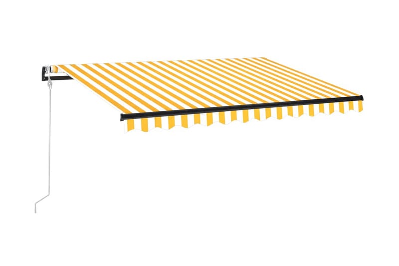 Automatisk markis med vindsensor & LED 350x250 cm gul/vit - Gul - Utemöbler - Solskydd - Markiser - Balkongmarkis