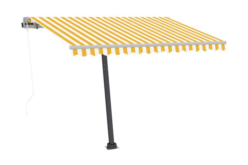 Automatisk markis med vindsensor & LED 350x250 cm gul/vit - Gul - Utemöbler - Solskydd - Markiser - Fönstermarkis