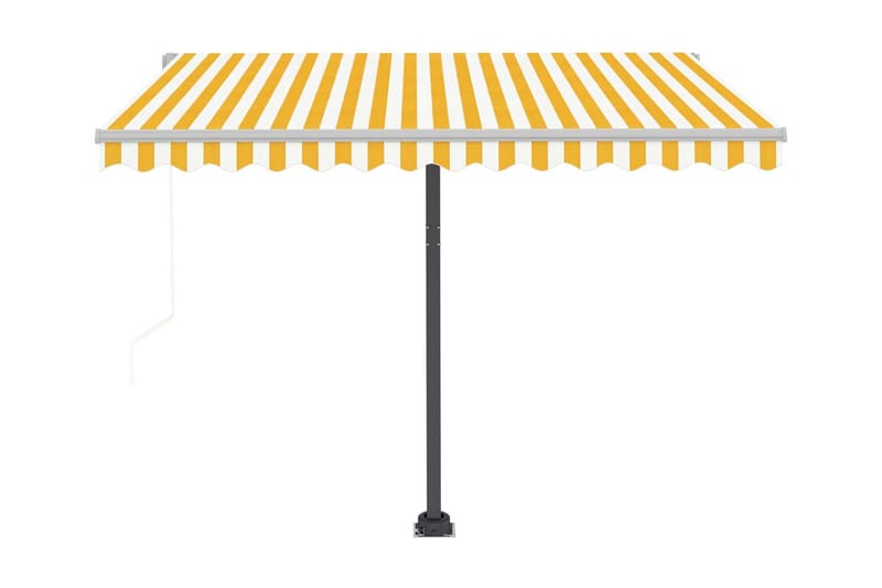 Automatisk markis med vindsensor & LED 350x250 cm gul/vit - Gul - Utemöbler - Solskydd - Markiser - Fönstermarkis