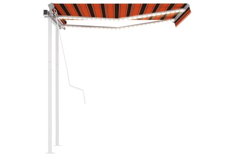 Automatisk markis med vindsensor & LED 3x2,5 m orange/brun - Orange - Utemöbler - Solskydd - Markiser - Fönstermarkis