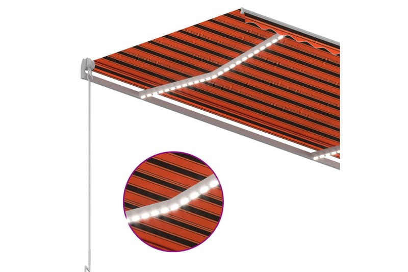 Automatisk markis med vindsensor & LED 3x2,5 m orange/brun - Orange - Utemöbler - Solskydd - Markiser - Fönstermarkis