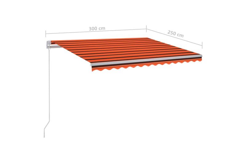 Automatisk markis med vindsensor & LED 3x2,5 m orange/brun - Orange - Utemöbler - Solskydd - Markiser - Fönstermarkis