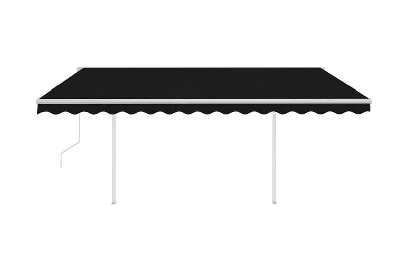 Automatisk markis med vindsensor & LED 4,5x3 m antracit - Grå - Balkongmarkis - Markiser - Terrassmarkis