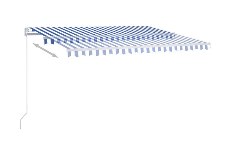 Automatisk markis med vindsensor & LED 4,5x3 m blå och vit - Blå - Balkongmarkis - Markiser - Terrassmarkis