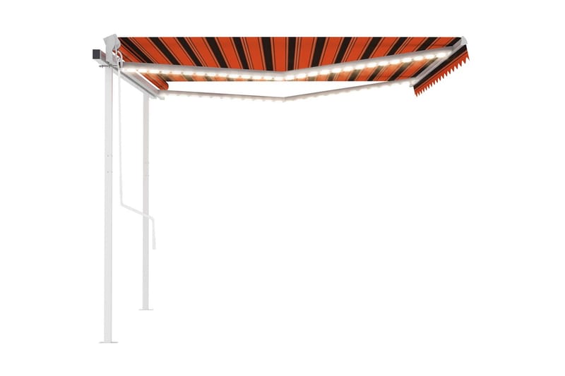 Automatisk markis med vindsensor & LED 4,5x3 m orange/brun - Orange - Utemöbler - Solskydd - Markiser - Balkongmarkis