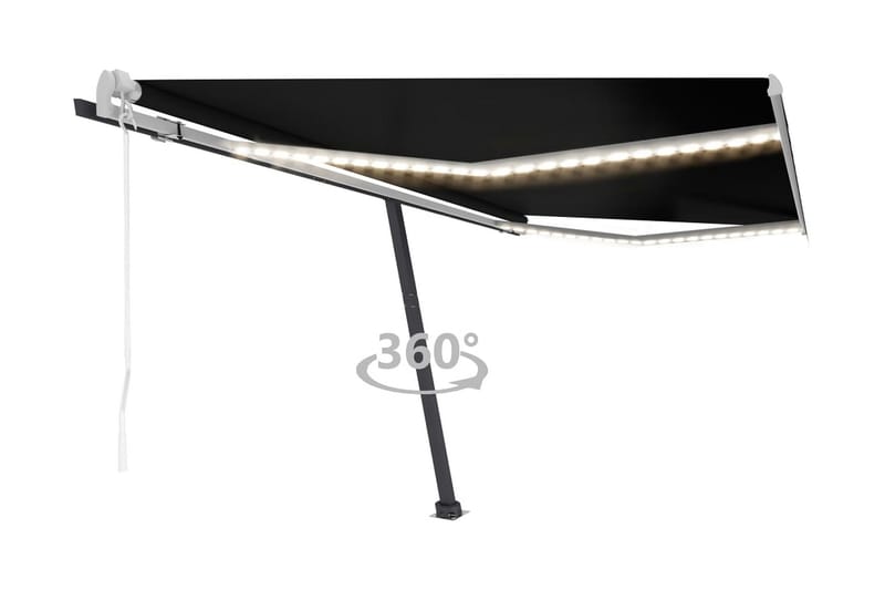 Automatisk markis med vindsensor & LED 400x300 cm antracit - Grå - Utemöbler - Solskydd - Markiser - Fönstermarkis
