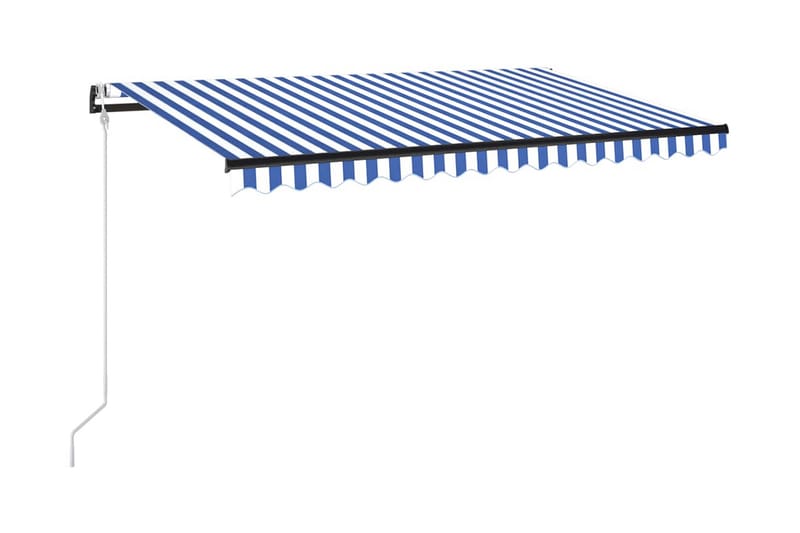 Automatisk markis med vindsensor & LED 400x300 cm blå och vi - Blå - Utemöbler - Solskydd - Markiser - Balkongmarkis