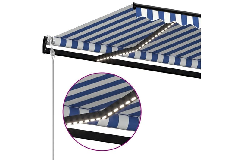 Automatisk markis med vindsensor & LED 400x300 cm blå och vi - Blå - Utemöbler - Solskydd - Markiser - Balkongmarkis