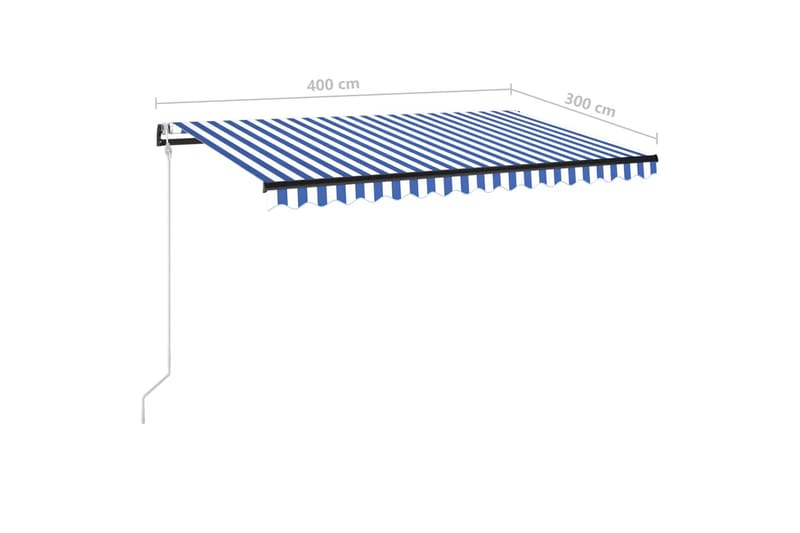 Automatisk markis med vindsensor & LED 400x300 cm blå och vi - Blå - Utemöbler - Solskydd - Markiser - Balkongmarkis
