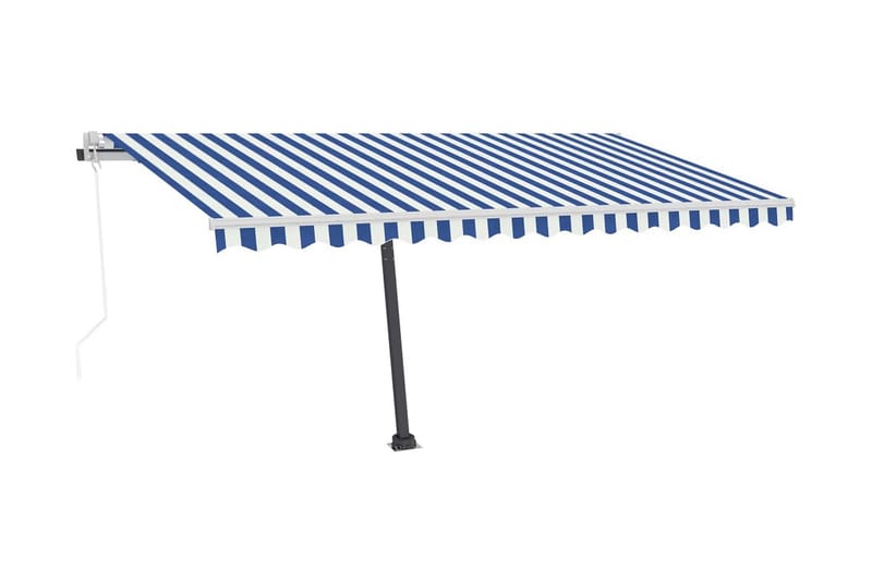 Automatisk markis med vindsensor & LED 400x300 cm blå och vi - Blå - Utemöbler - Solskydd - Markiser - Fönstermarkis