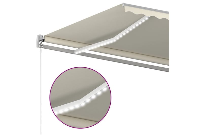Automatisk markis med vindsensor & LED 400x300 cm gräddvit - Vit - Utemöbler - Solskydd - Markiser - Fönstermarkis