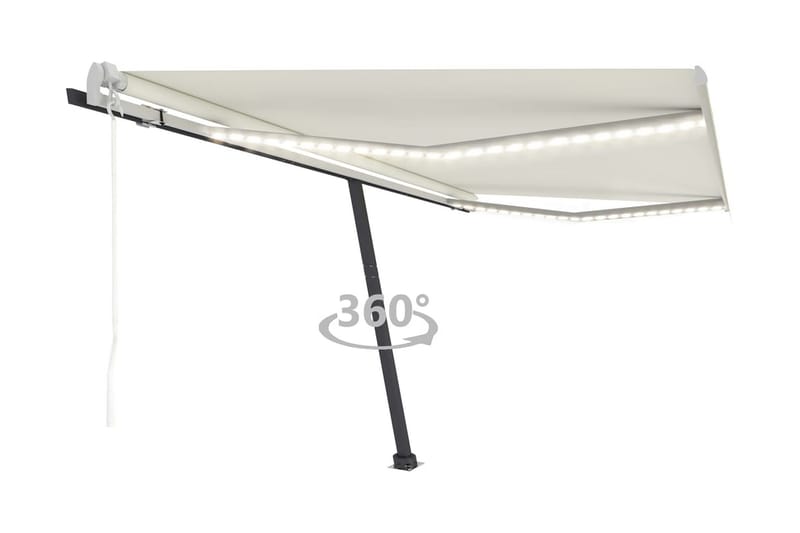 Automatisk markis med vindsensor & LED 400x300 cm gräddvit - Vit - Utemöbler - Solskydd - Markiser - Fönstermarkis