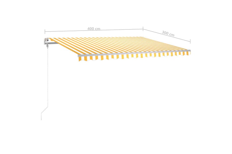 Automatisk markis med vindsensor & LED 400x300 cm gul/vit - Gul - Utemöbler - Solskydd - Markiser - Balkongmarkis