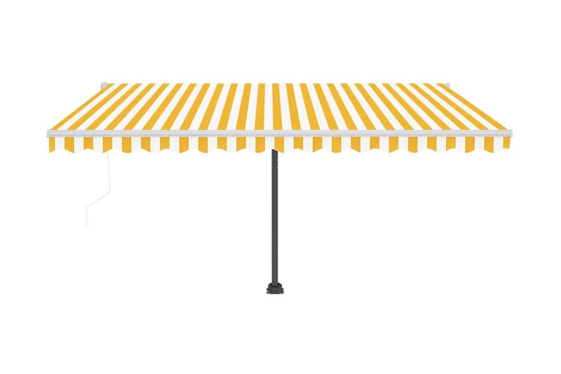 Automatisk markis med vindsensor & LED 400x300 cm gul/vit - Gul - Utemöbler - Solskydd - Markiser - Fönstermarkis