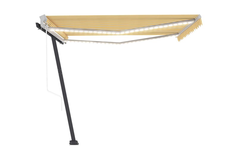 Automatisk markis med vindsensor & LED 400x300 cm gul/vit - Gul - Utemöbler - Solskydd - Markiser - Fönstermarkis