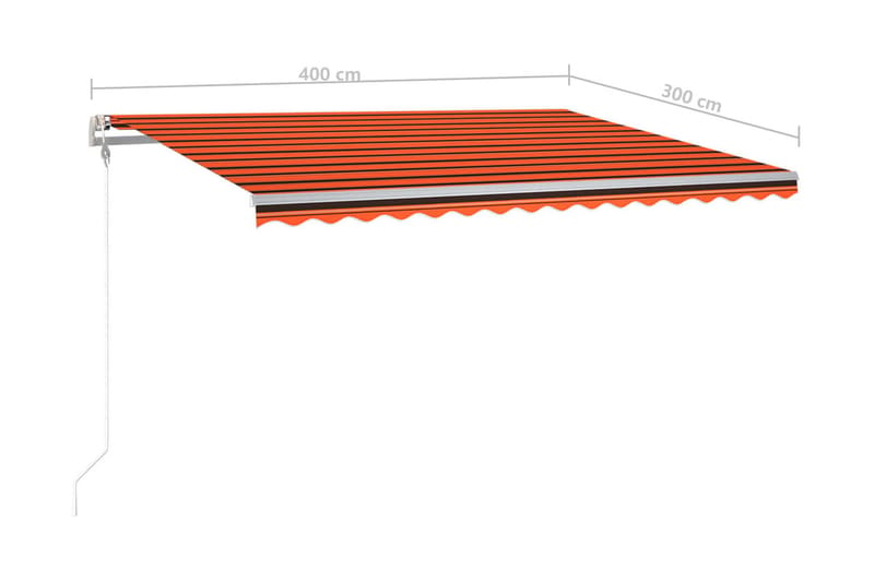 Automatisk markis med vindsensor & LED 400x300 cm orange/bru - Orange - Balkongmarkis - Markiser - Terrassmarkis