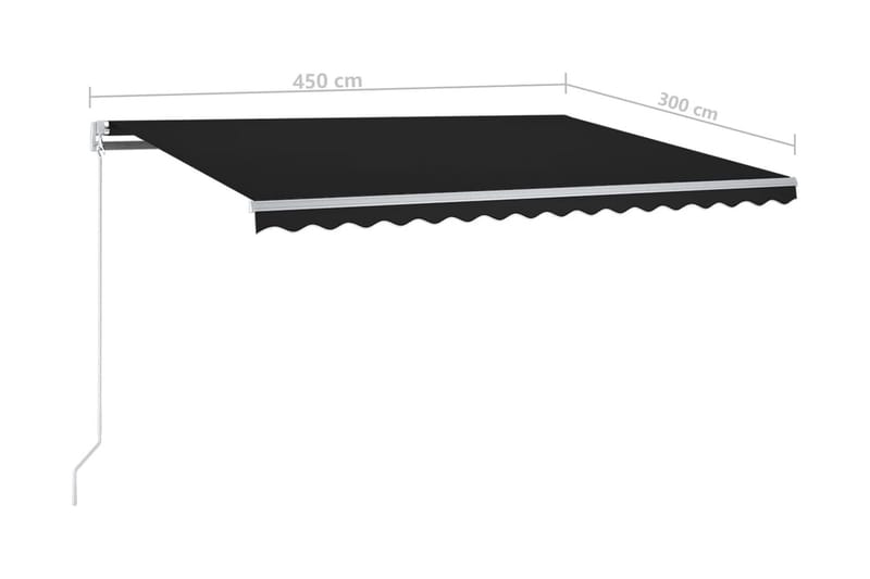Automatisk markis med vindsensor & LED 450x300 cm antracit - Grå - Utemöbler - Solskydd - Markiser - Balkongmarkis