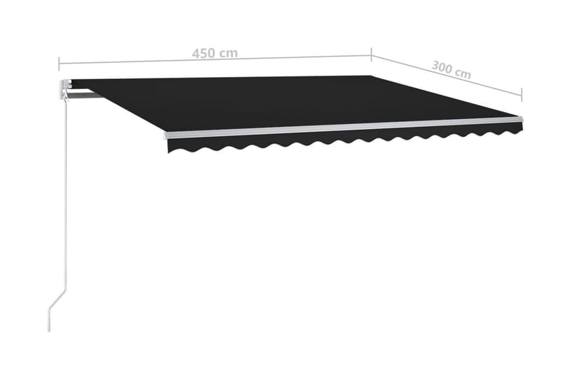 Automatisk markis med vindsensor & LED 450x300 cm antracit - Grå - Balkongmarkis - Markiser - Terrassmarkis