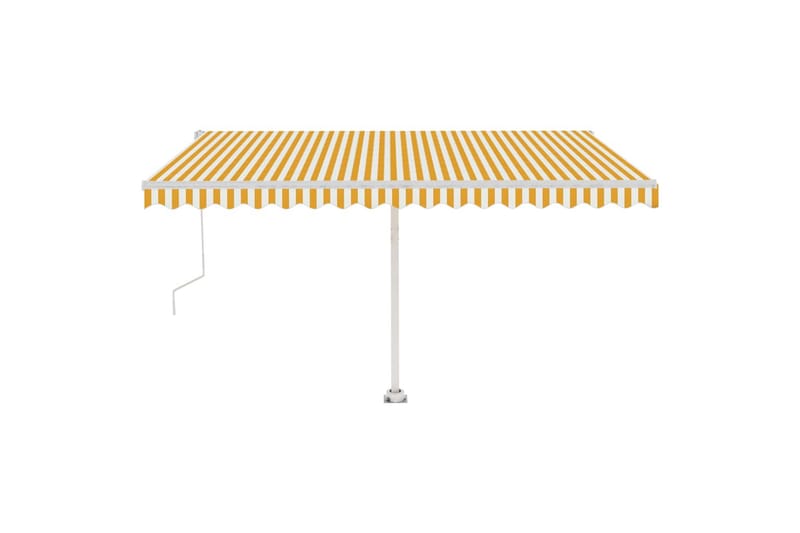 Automatisk markis med vindsensor & LED 450x300 cm gul/vit - Gul - Utemöbler - Solskydd - Markiser - Balkongmarkis