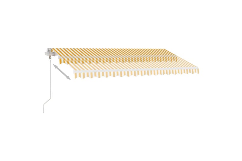 Automatisk markis med vindsensor & LED 450x300 cm gul/vit - Gul - Utemöbler - Solskydd - Markiser - Balkongmarkis