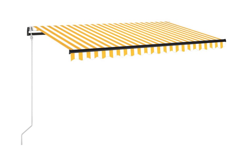 Automatisk markis med vindsensor & LED 450x300 cm gul/vit - Gul - Utemöbler - Solskydd - Markiser - Balkongmarkis