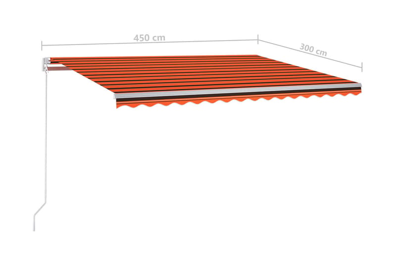 Automatisk markis med vindsensor & LED 450x300 cm orange/bru - Orange - Balkongmarkis - Markiser - Terrassmarkis