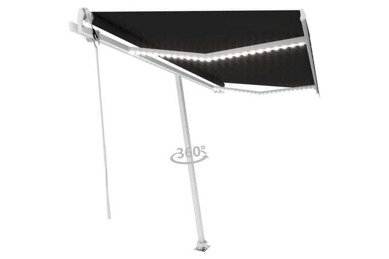 Automatisk markis med vindsensor & LED 450x350 cm antracit - Grå - Utemöbler - Solskydd - Markiser - Balkongmarkis