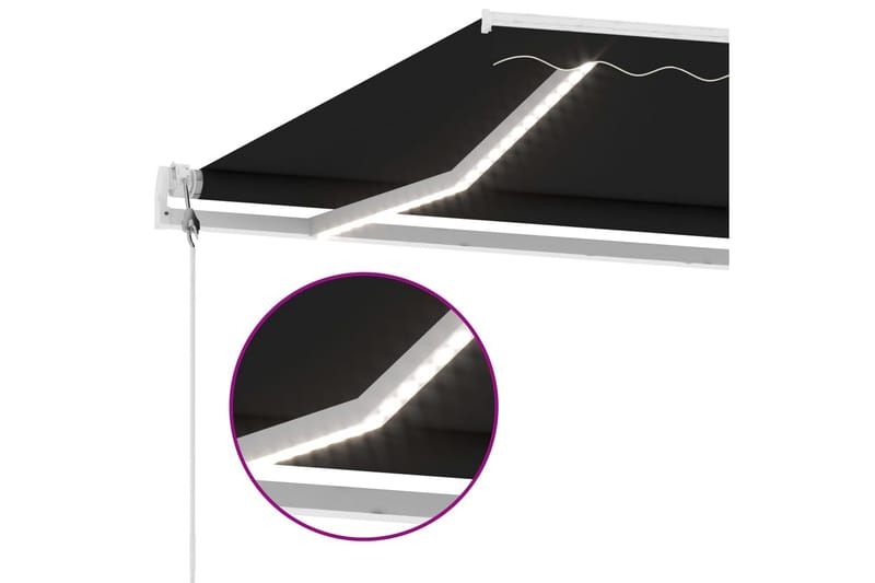 Automatisk markis med vindsensor & LED 450x350 cm antracit - Grå - Utemöbler - Solskydd - Markiser - Balkongmarkis