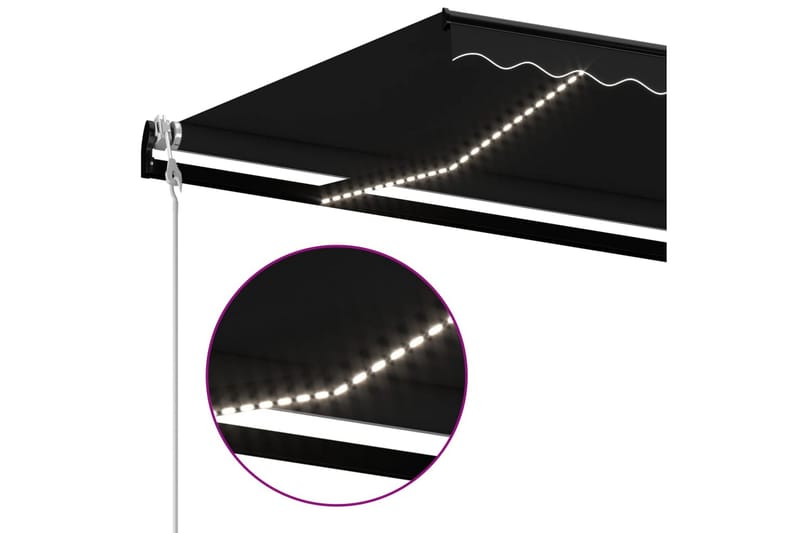 Automatisk markis med vindsensor & LED 450x350 cm antracit - Grå - Utemöbler - Solskydd - Markiser - Balkongmarkis
