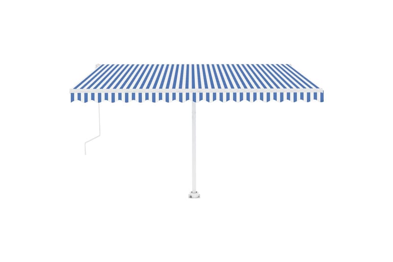 Automatisk markis med vindsensor & LED 450x350 cm blå och vi - Blå - Utemöbler - Solskydd - Markiser - Balkongmarkis