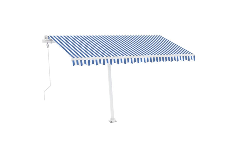 Automatisk markis med vindsensor & LED 450x350 cm blå och vi - Blå - Utemöbler - Solskydd - Markiser - Balkongmarkis