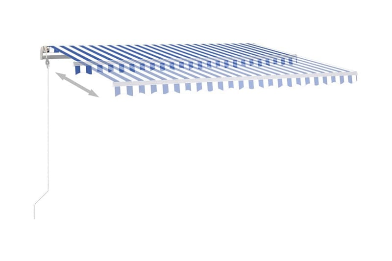 Automatisk markis med vindsensor & LED 450x350 cm blå och vi - Blå - Balkongmarkis - Markiser - Terrassmarkis