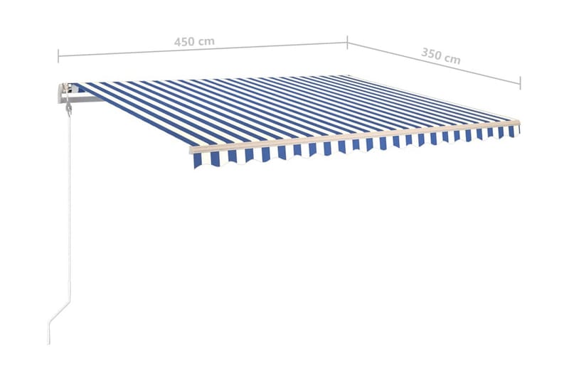 Automatisk markis med vindsensor & LED 450x350 cm blå och vi - Blå - Balkongmarkis - Markiser - Terrassmarkis