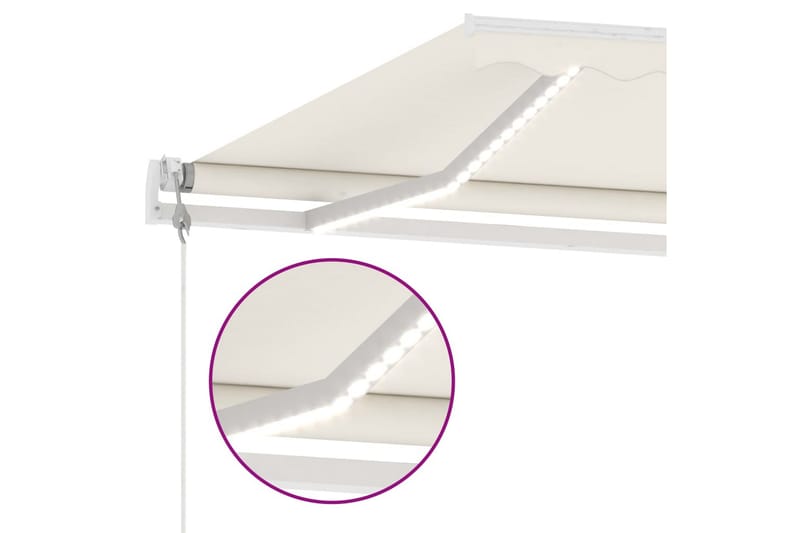 Automatisk markis med vindsensor & LED 450x350 cm gräddvit - Vit - Utemöbler - Solskydd - Markiser - Balkongmarkis