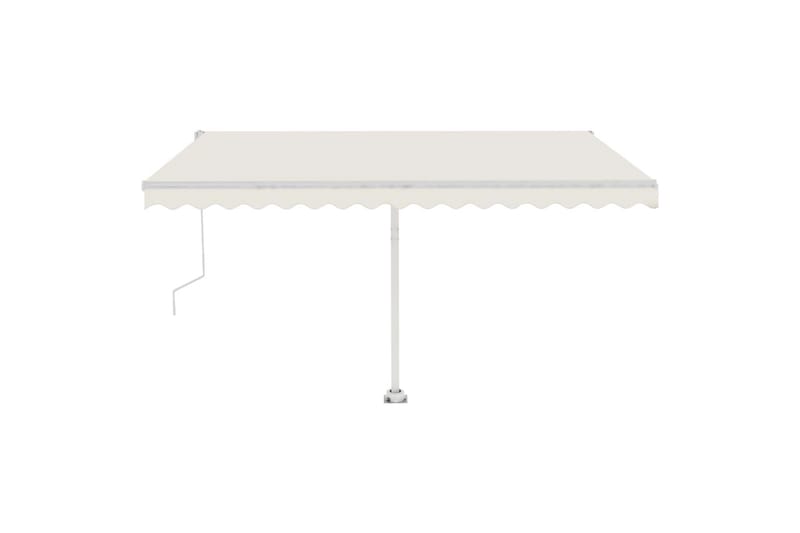 Automatisk markis med vindsensor & LED 450x350 cm gräddvit - Vit - Utemöbler - Solskydd - Markiser - Balkongmarkis