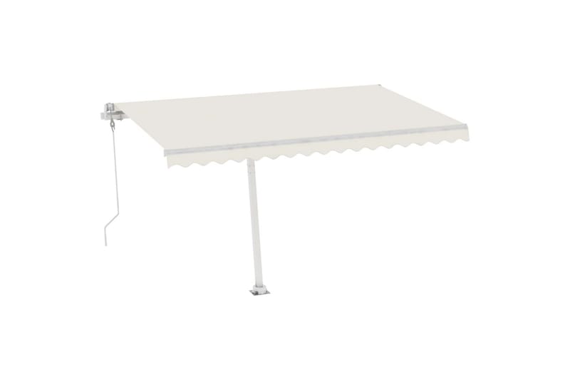 Automatisk markis med vindsensor & LED 450x350 cm gräddvit - Vit - Utemöbler - Solskydd - Markiser - Balkongmarkis