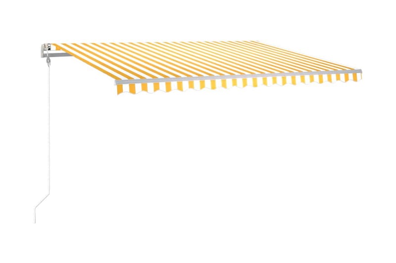 Automatisk markis med vindsensor & LED 450x350 cm gul/vit - Gul - Utemöbler - Solskydd - Markiser - Balkongmarkis