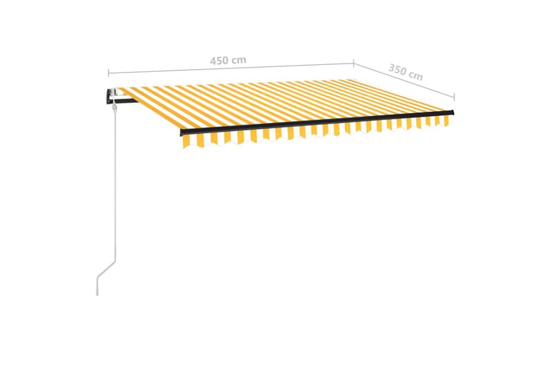 Automatisk markis med vindsensor & LED 450x350 cm gul/vit - Gul - Utemöbler - Solskydd - Markiser - Balkongmarkis