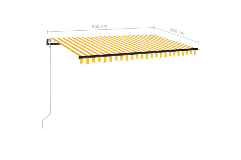 Automatisk markis med vindsensor & LED 450x350 cm gul/vit - Gul - Balkongmarkis - Markiser - Terrassmarkis