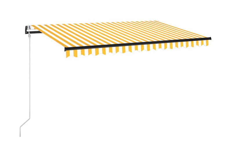 Automatisk markis med vindsensor & LED 450x350 cm gul/vit - Gul - Utemöbler - Solskydd - Markiser - Balkongmarkis